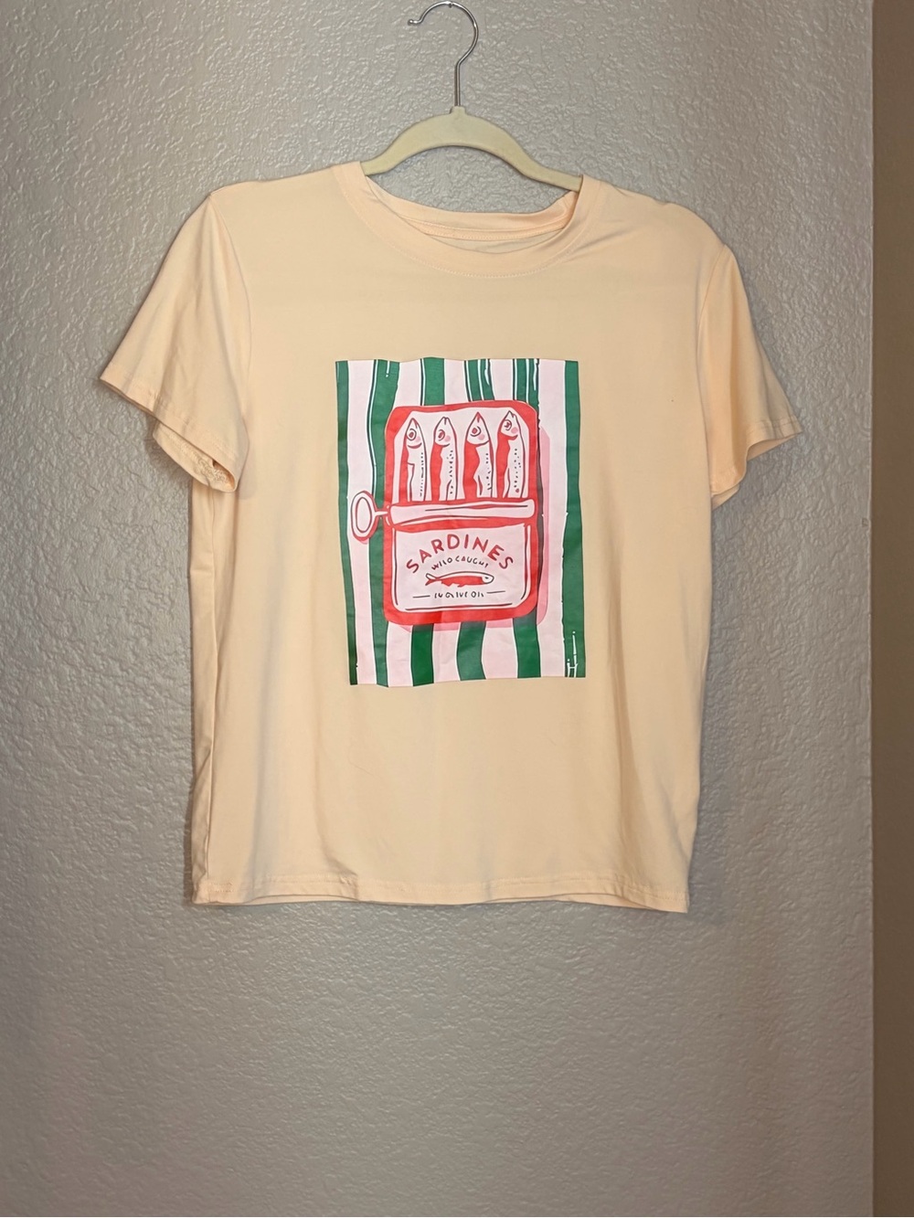 Women's Cream Sardines Graphic Tee - Casual Short Sleeve Top